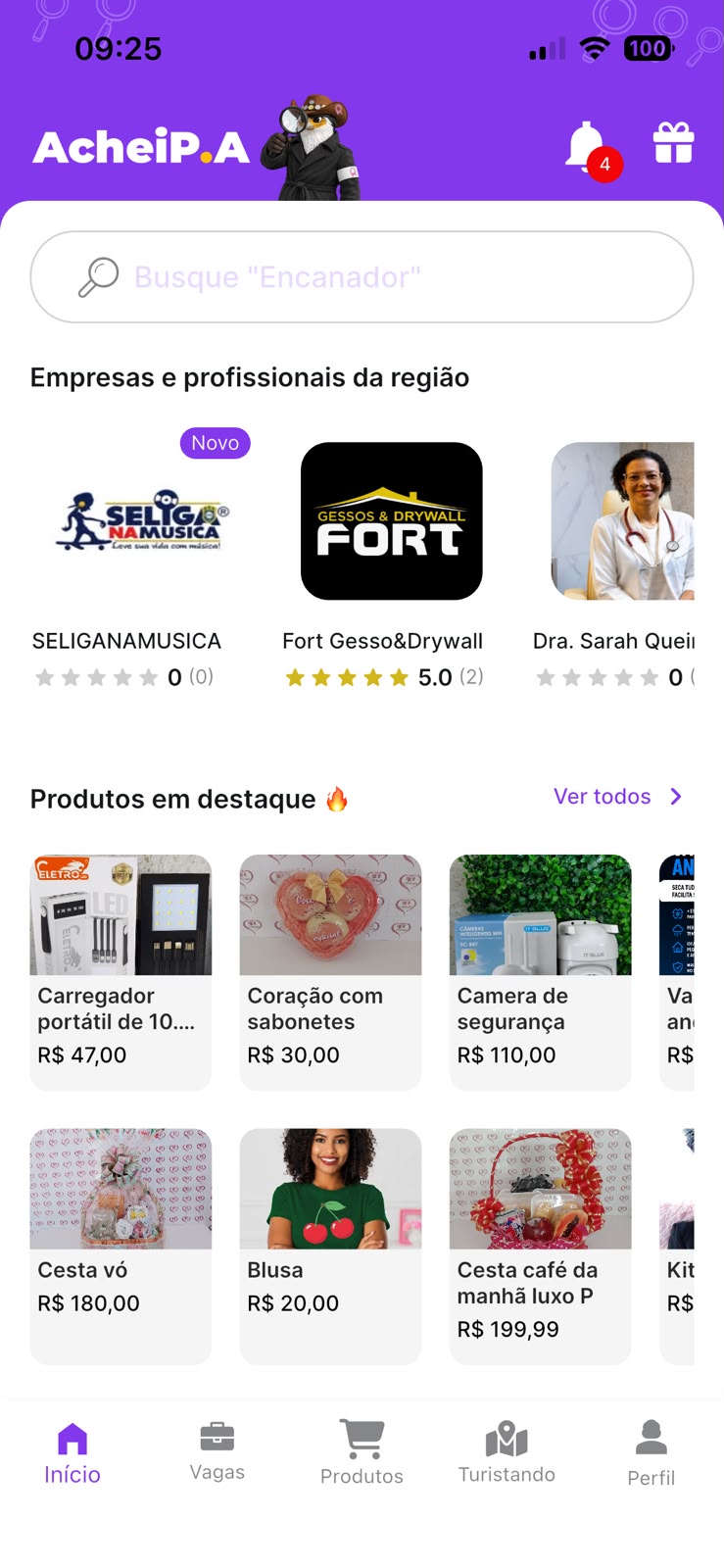 Print real do aplicativo AcheiP.A
